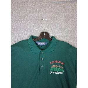Millennium‎ Mens Polo UK Medium Green Edinburg Scotland Castle Logo Embroidered